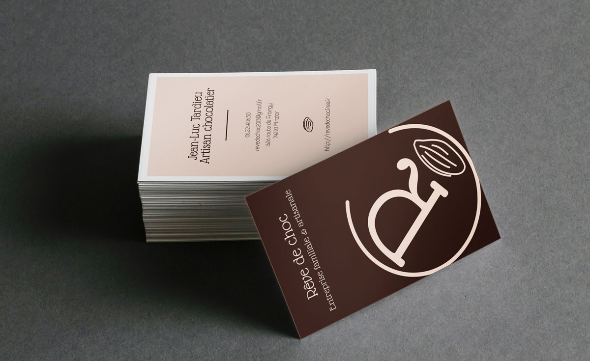 Création des cartes de visite de Rêve de choc, Chocolaterie artisanale de Haute-Savoie