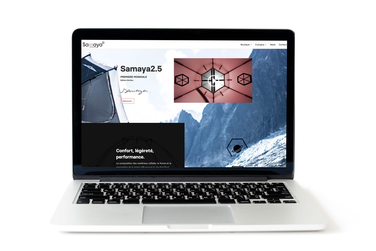 Création du site web de Samaya, vente de tente en ligne Annecy