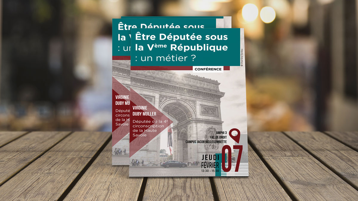 Flyer pour la Fac de droit de Jacob Bellecombette - Intervention de Virginie Duby Muller