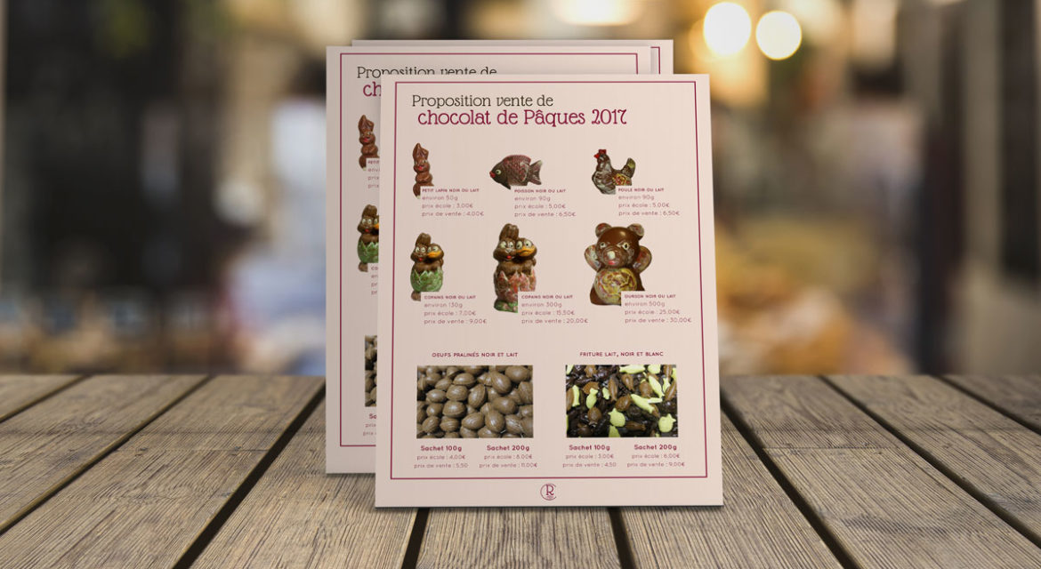 Flyer pour la promotion des chocolats de Pâques de Rêve de choc