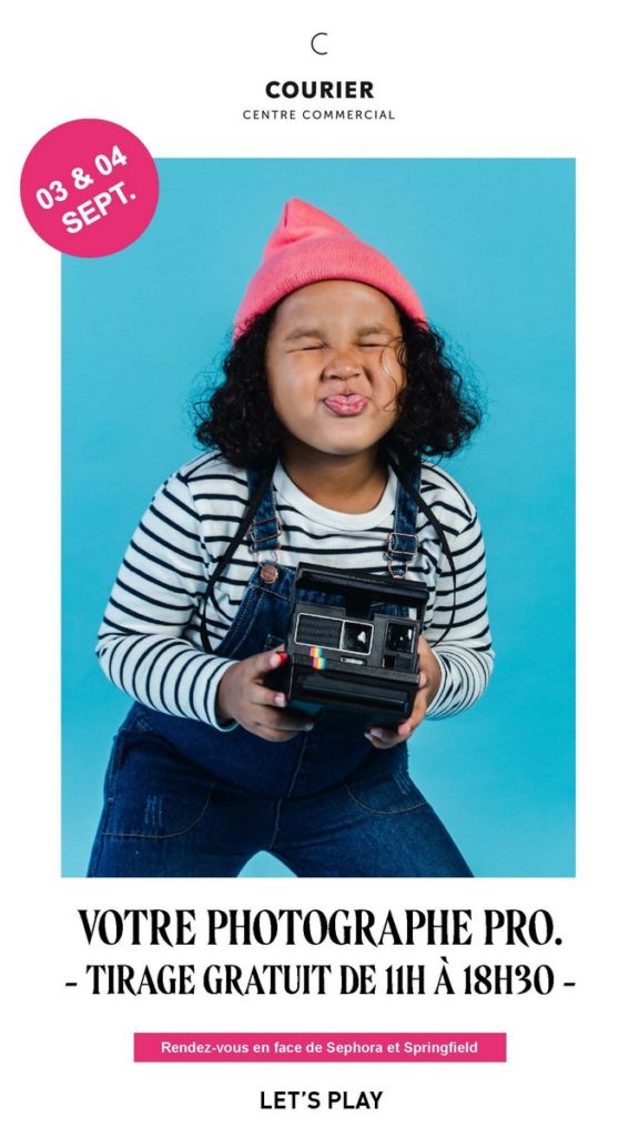 Affiche pour le stand "Photographe professionnel" au sein du Centre Courier Annecy - Animation rentrée scolaire 2021